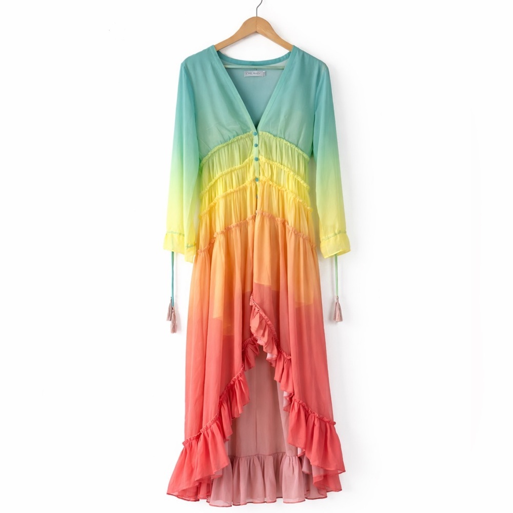 CHICWISH Ombre Ruffle Maxi Dress – Size XS - Picture 3 of 10